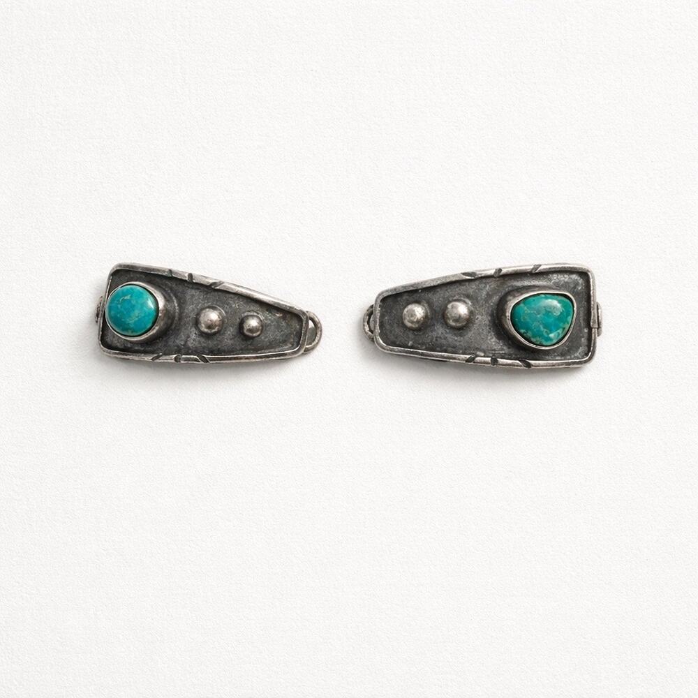 Vintage Southwestern Sterling Silver & Turquoise Watch Tips